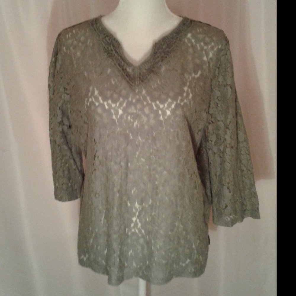 CHICO's Womens 3 Olive Green overlay